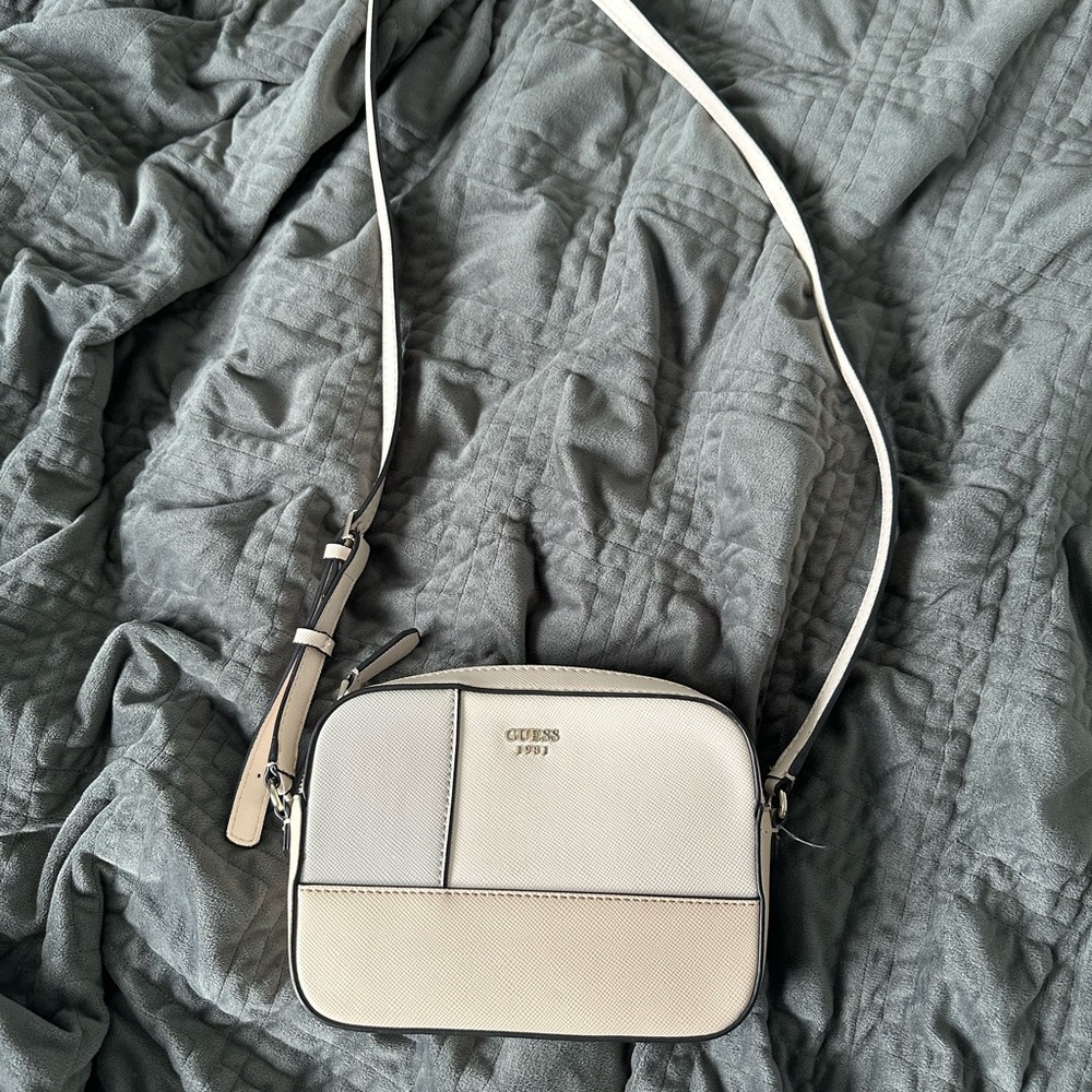 Guess Cream Structured Crossbody Bag with Adjustable Strap